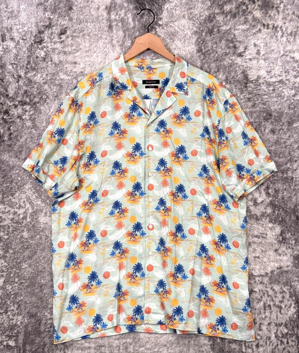 Bugatchi Shirt XL Mens Shaped Fit Camp Collar Button Down Beach Sunset Print